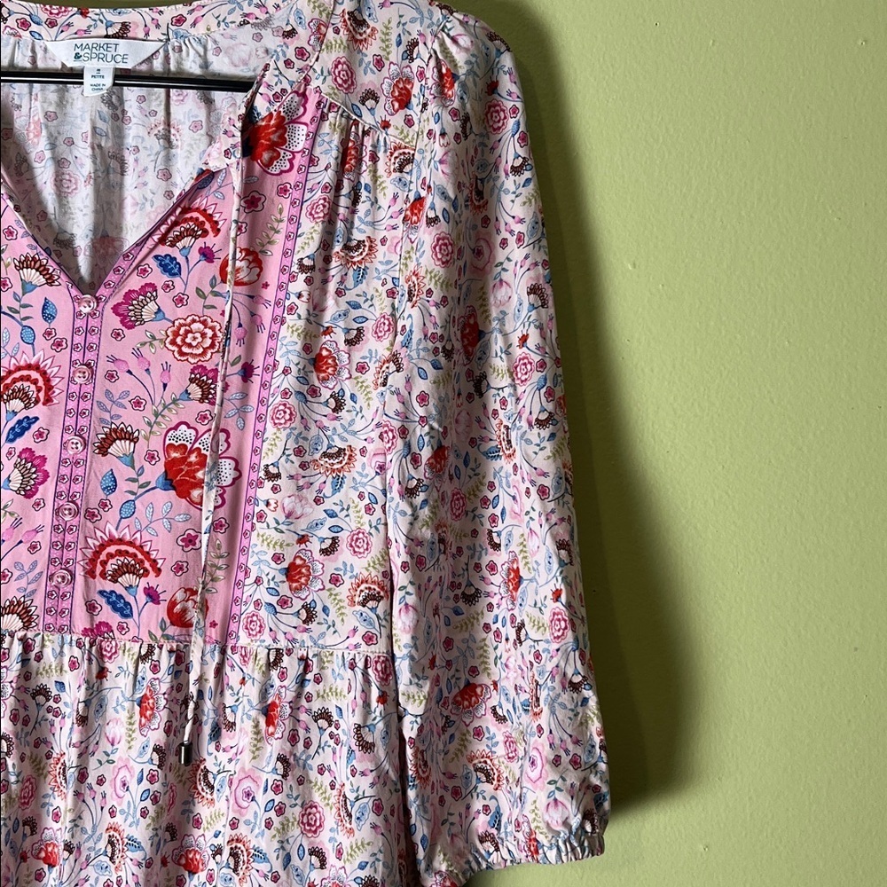 Y2K baby doll 💯percent Rayon Market & Spruce Floral Multicolor Dress - Picture 6 of 9